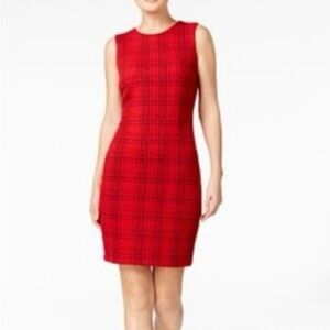 Calvin Klein Red Plaid Sleeveless Dress Size 14 | Classic Fit | Holiday Ready